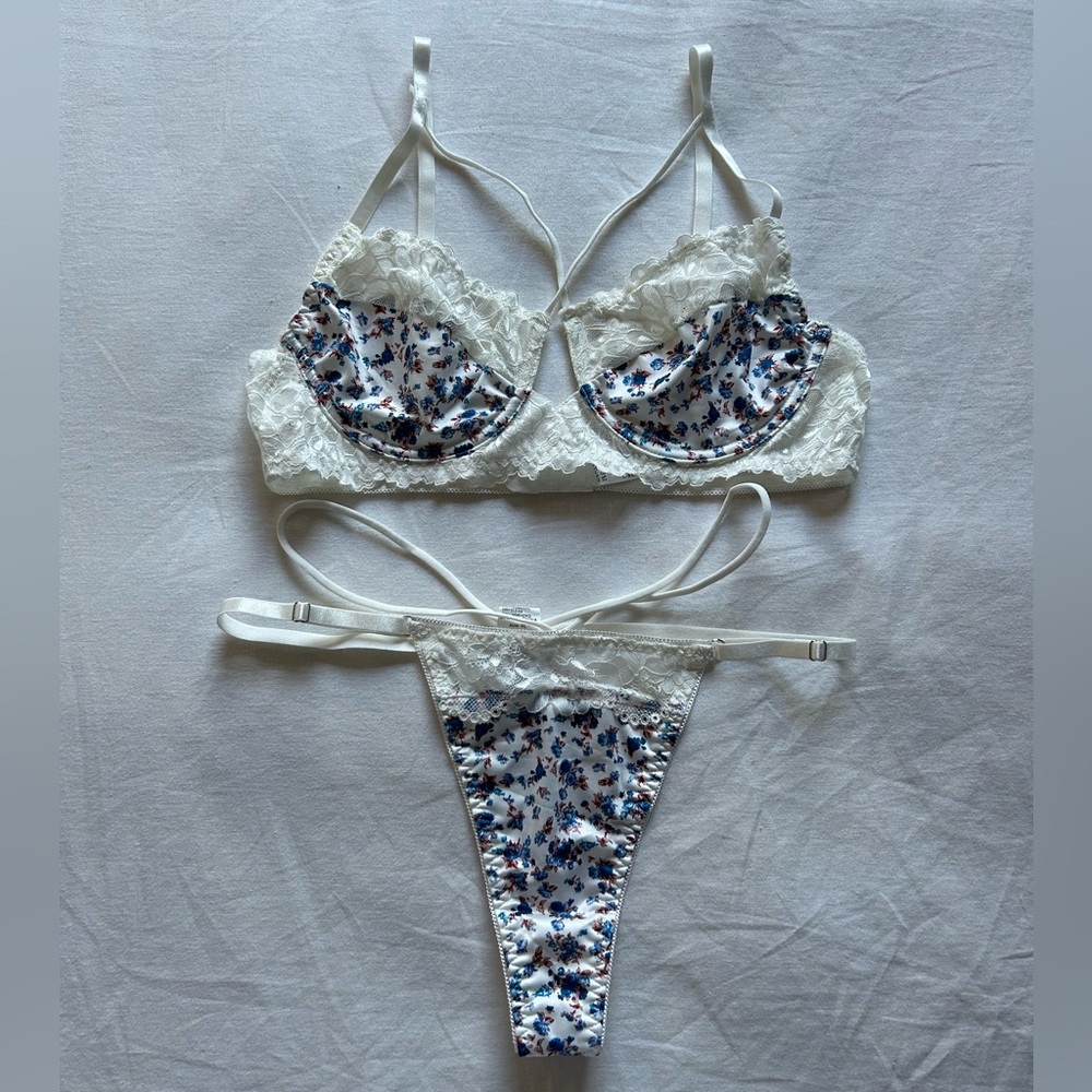❌🚨4/$10🚨🌸 Floral Lace & Satin Lingerie Set (Unbranded, NWOT) 🌸